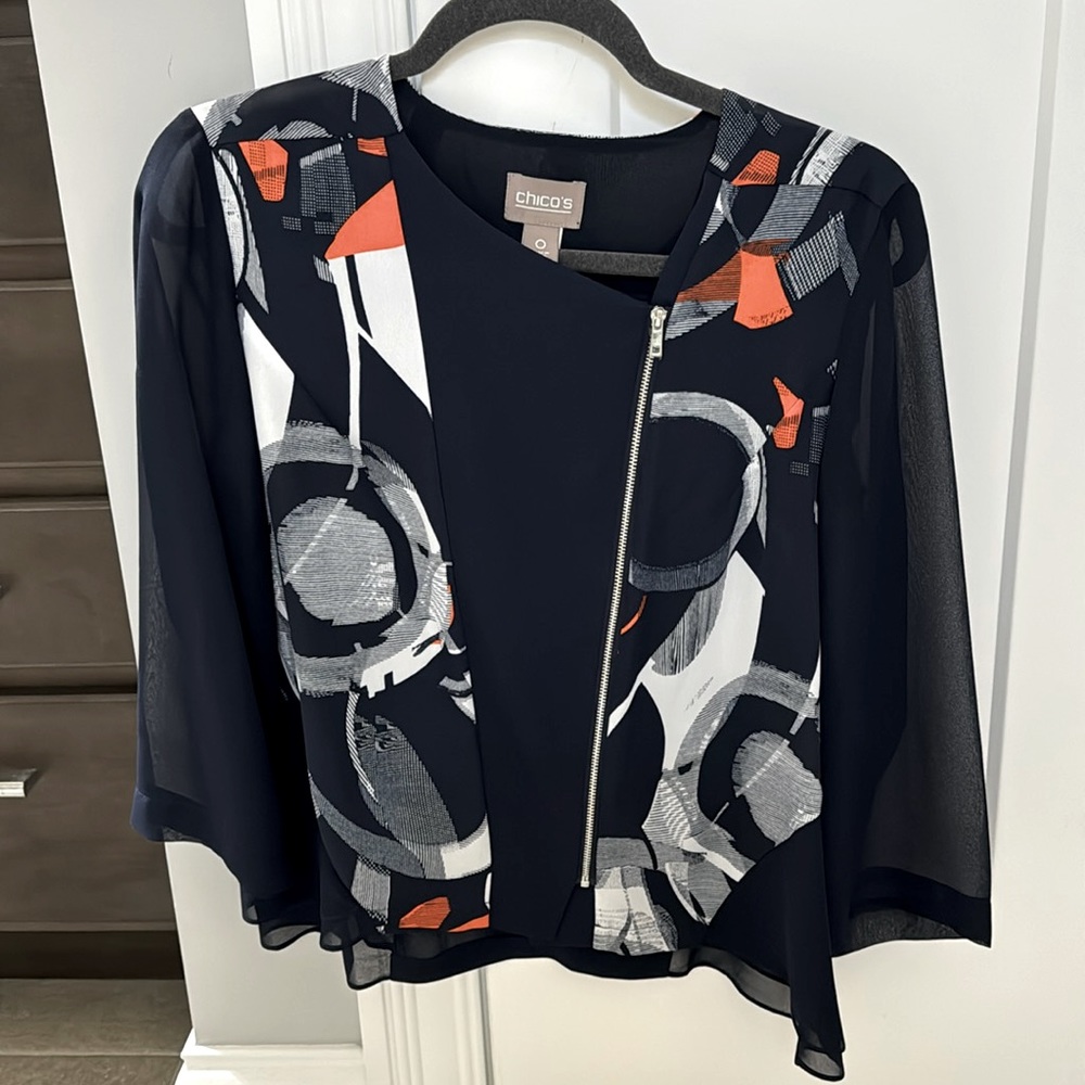 Sheer blue three quarter sleeve top